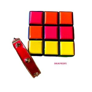 Gold Stud Acrylic Hinge Bracelet Women Color Red